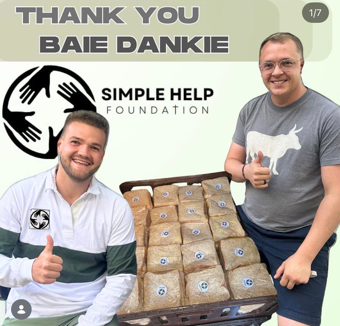 Thank You / Baie Dankie — Simple Help Foundation volunteers with a tray of sandwiches